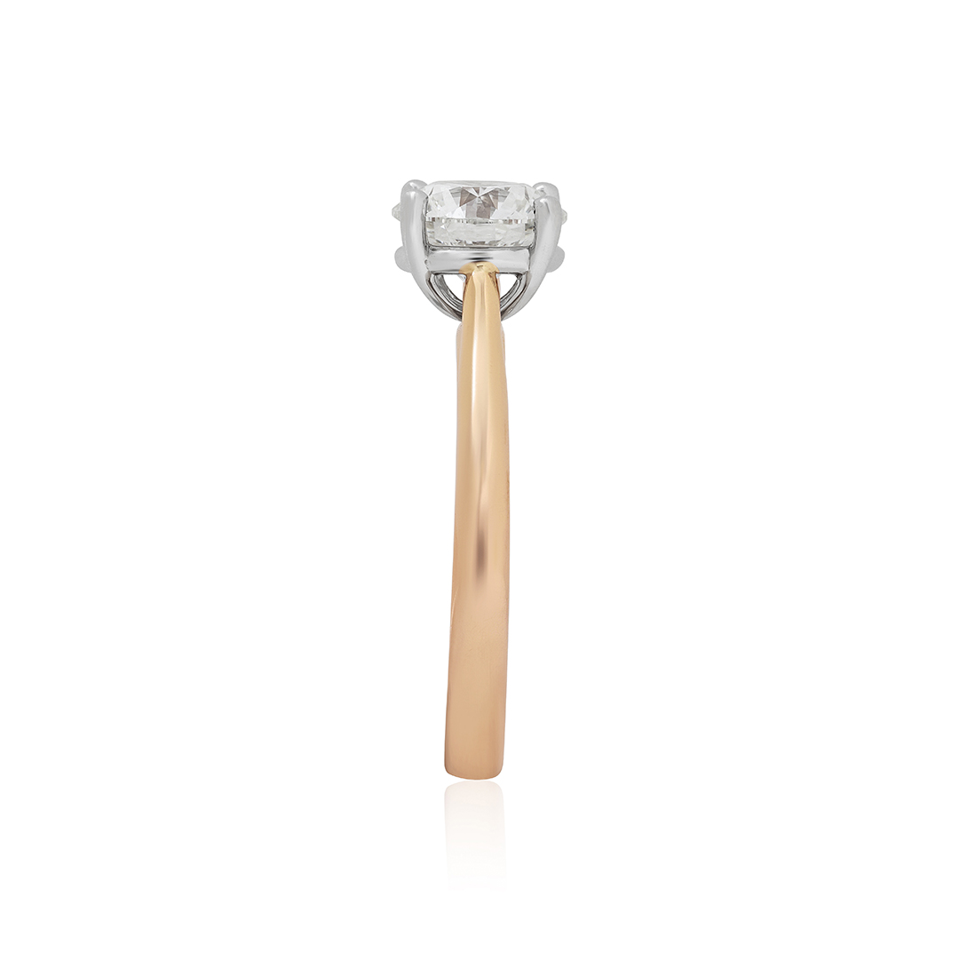 18K Rose Gold and Platinum Solitaire Diamond Ring
