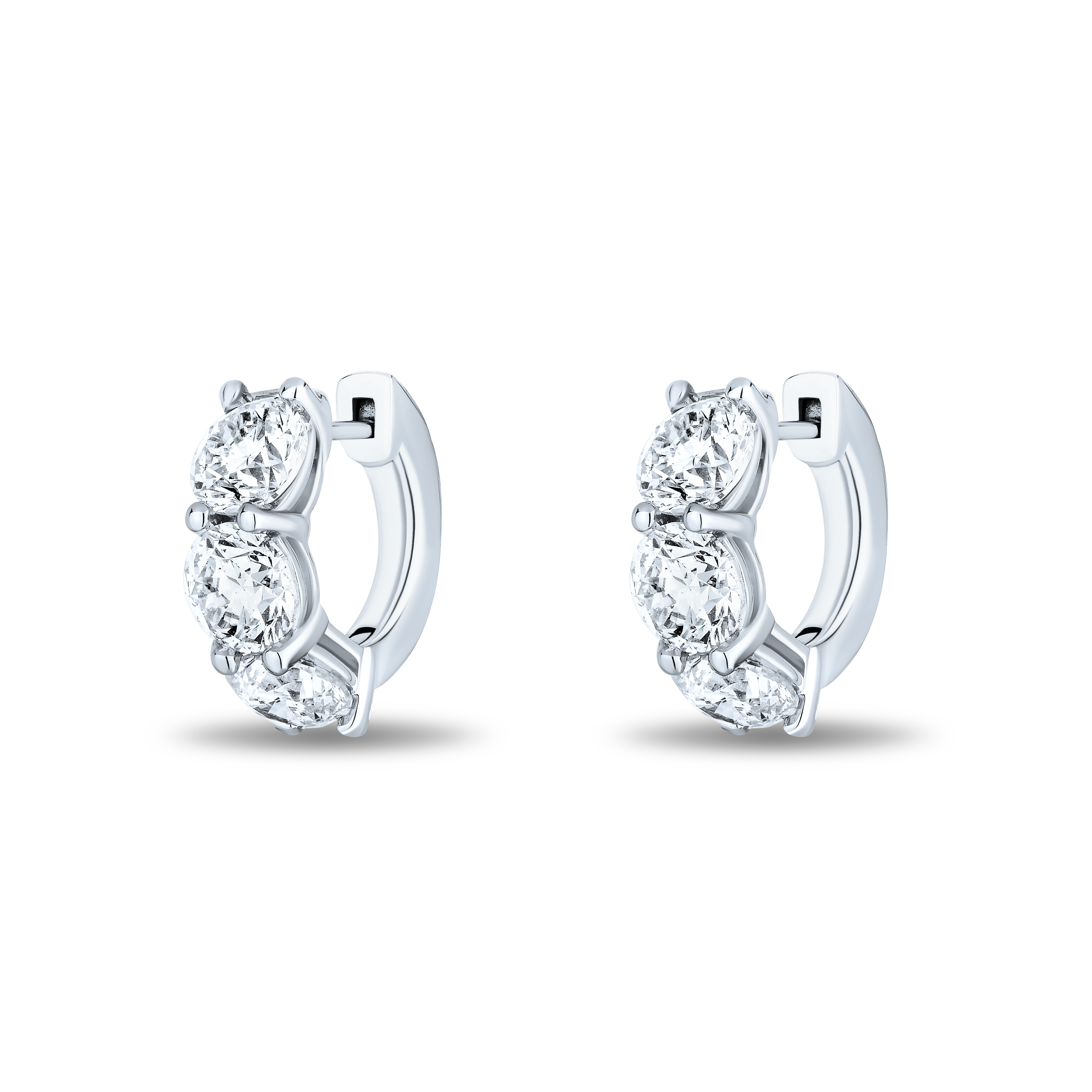 18K White Gold Diamond Hoop Earrings