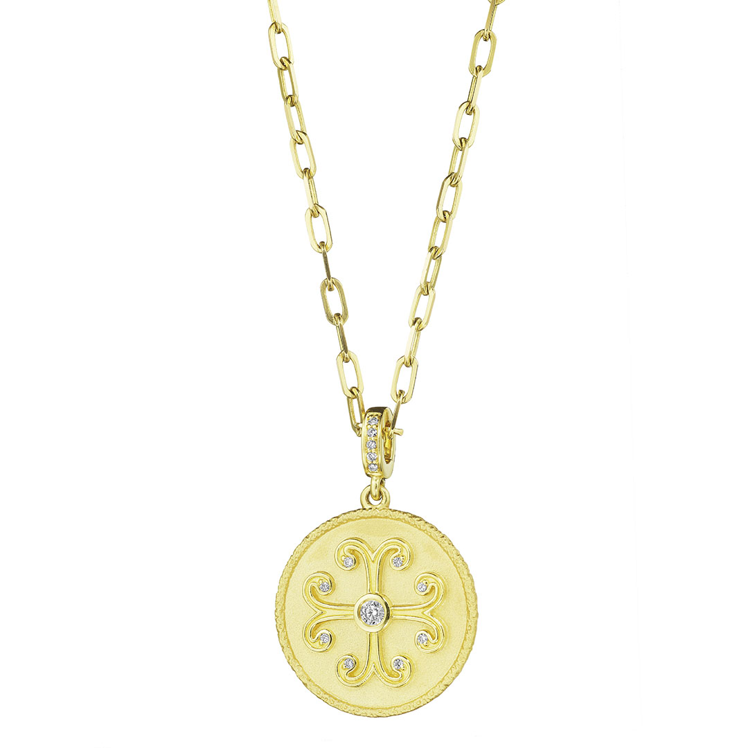 Penny Preville 18K Yellow Gold Diamond Star Medallion Necklace