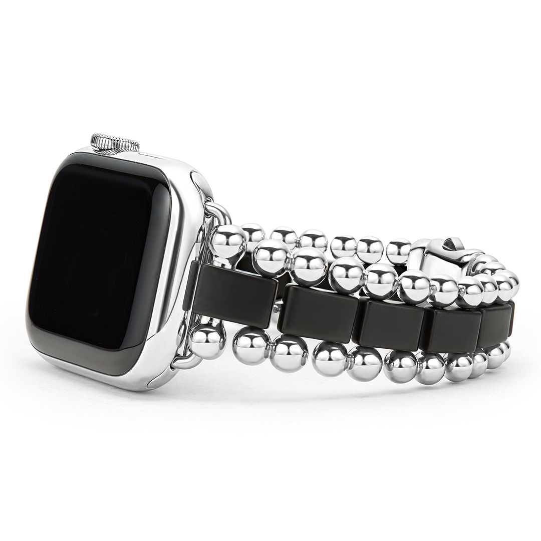 LAGOS Stainless Steel and Matte Black Ceramic Smart Caviar Watch Bracelet