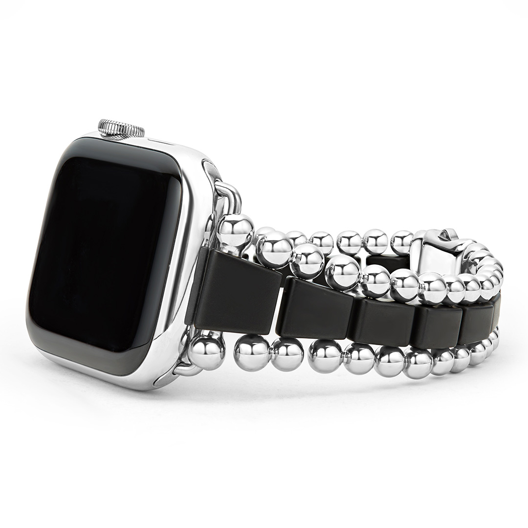 LAGOS Stainless Steel Matte Black Ceramic Smart Caviar Watch Bracelet