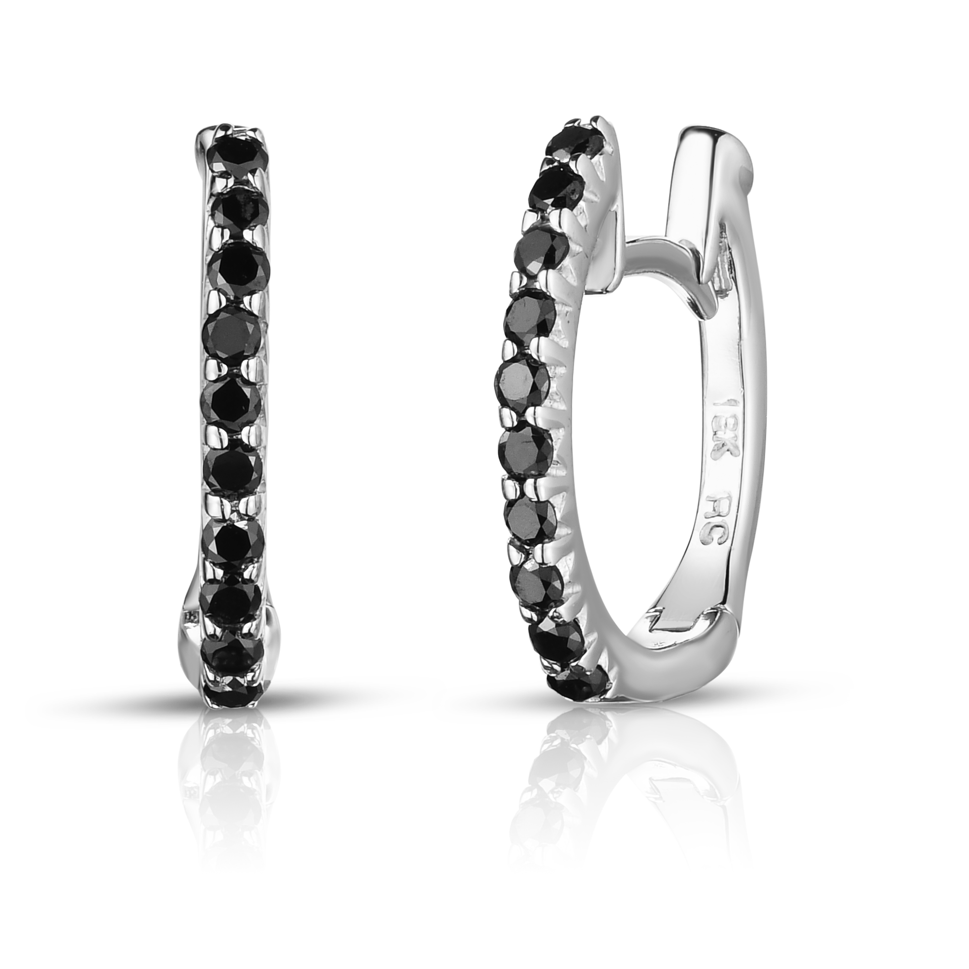 Roberto Coin 18K White Gold Black Diamond Baby Hoop Earrings