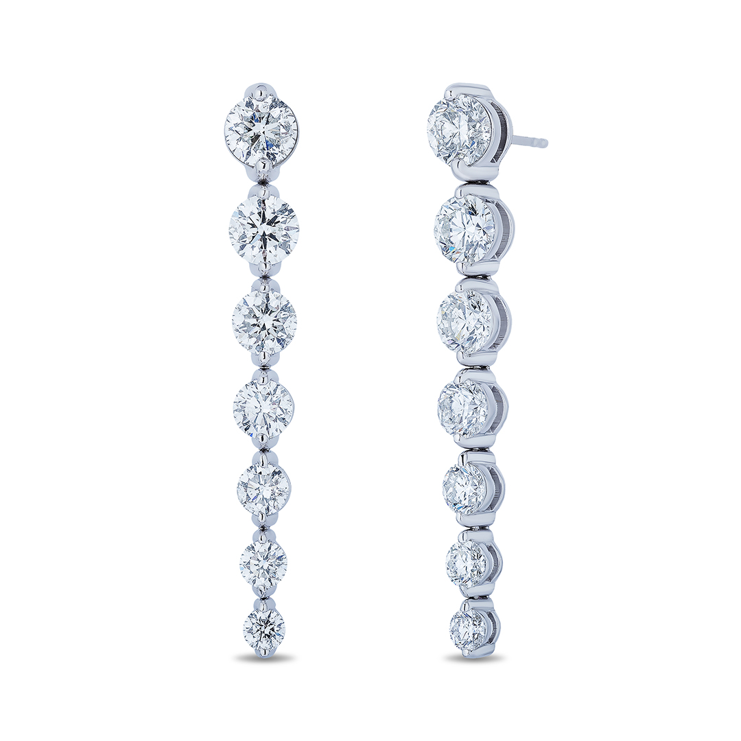 18K White Gold Diamond Drop Dangle Earrings - 3ES0163ERW