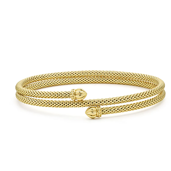 LAGOS 18K Yellow Gold Signature Caviar Double Wrap Bracelet
