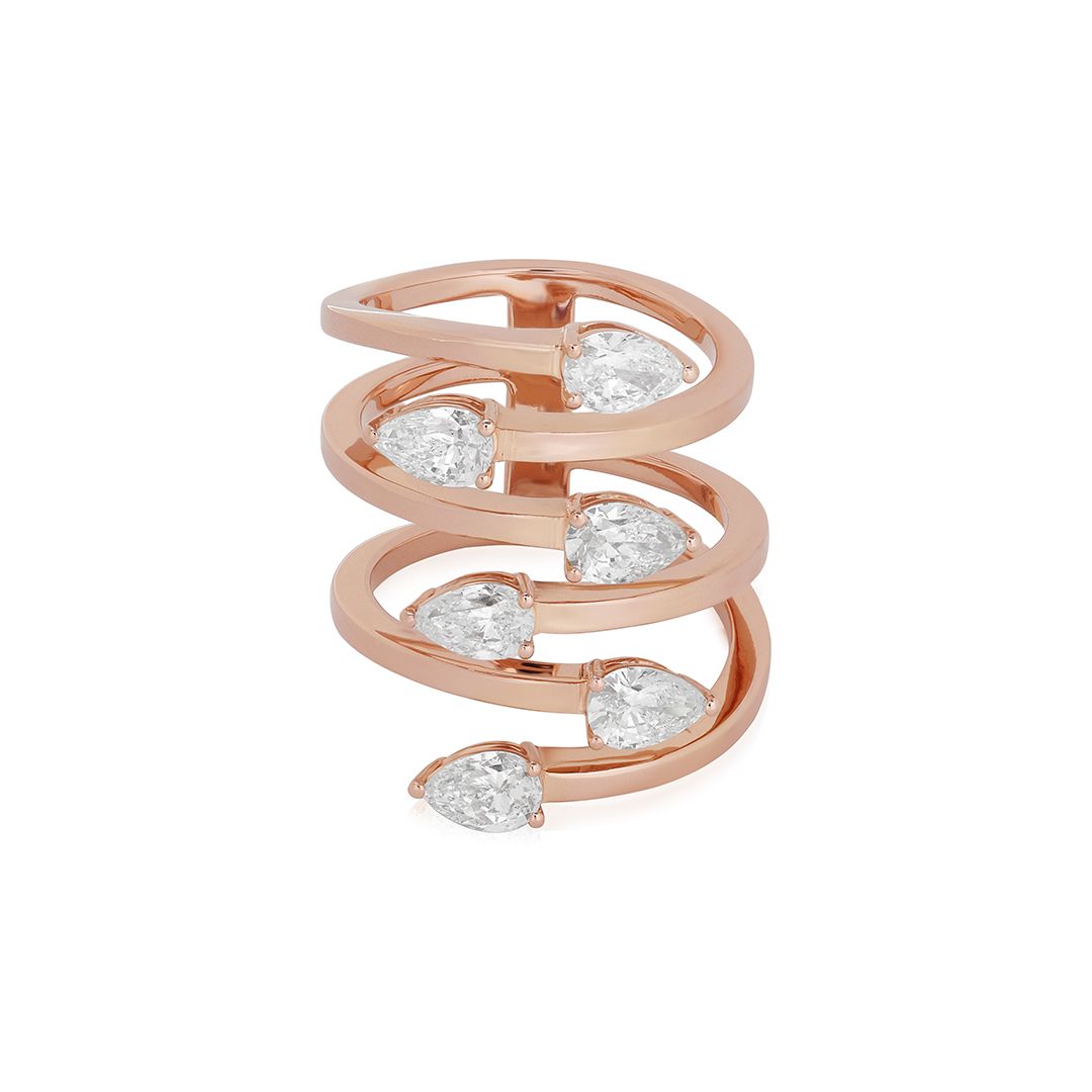 18K Rose Gold Diamond Open Bypass Ring