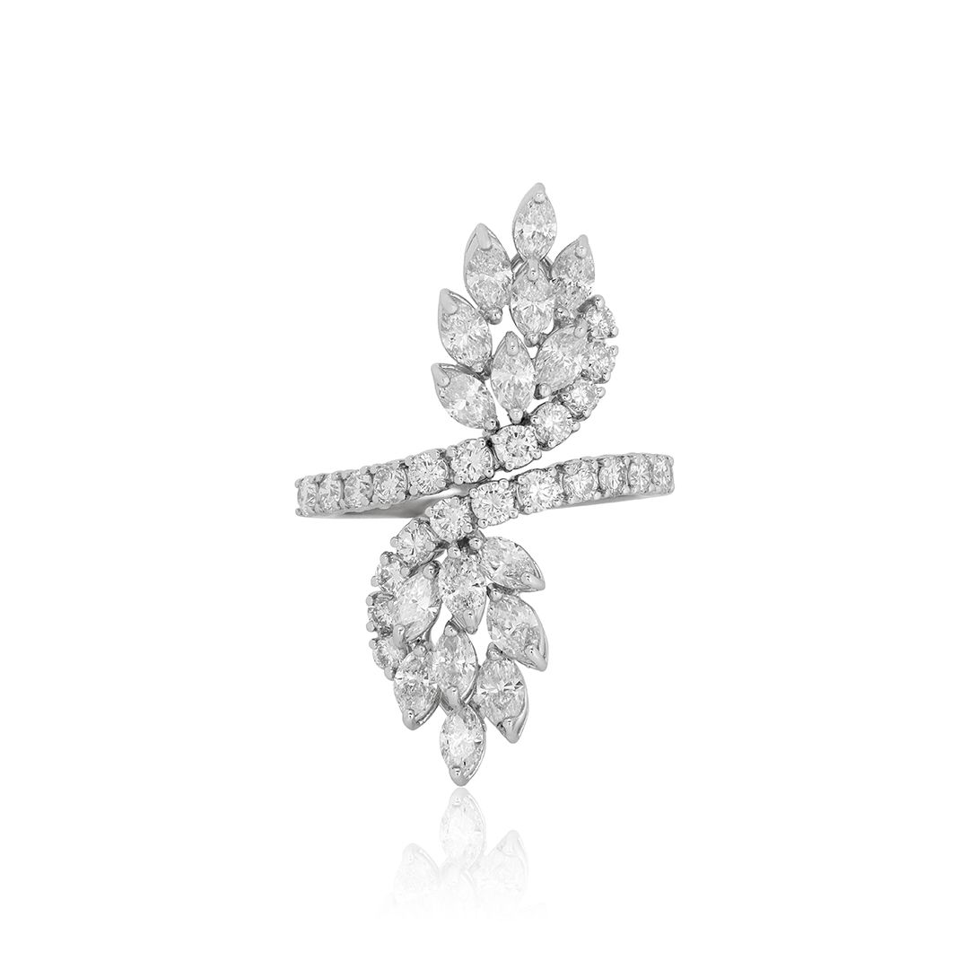 18K White Gold Diamond Bypass Ring