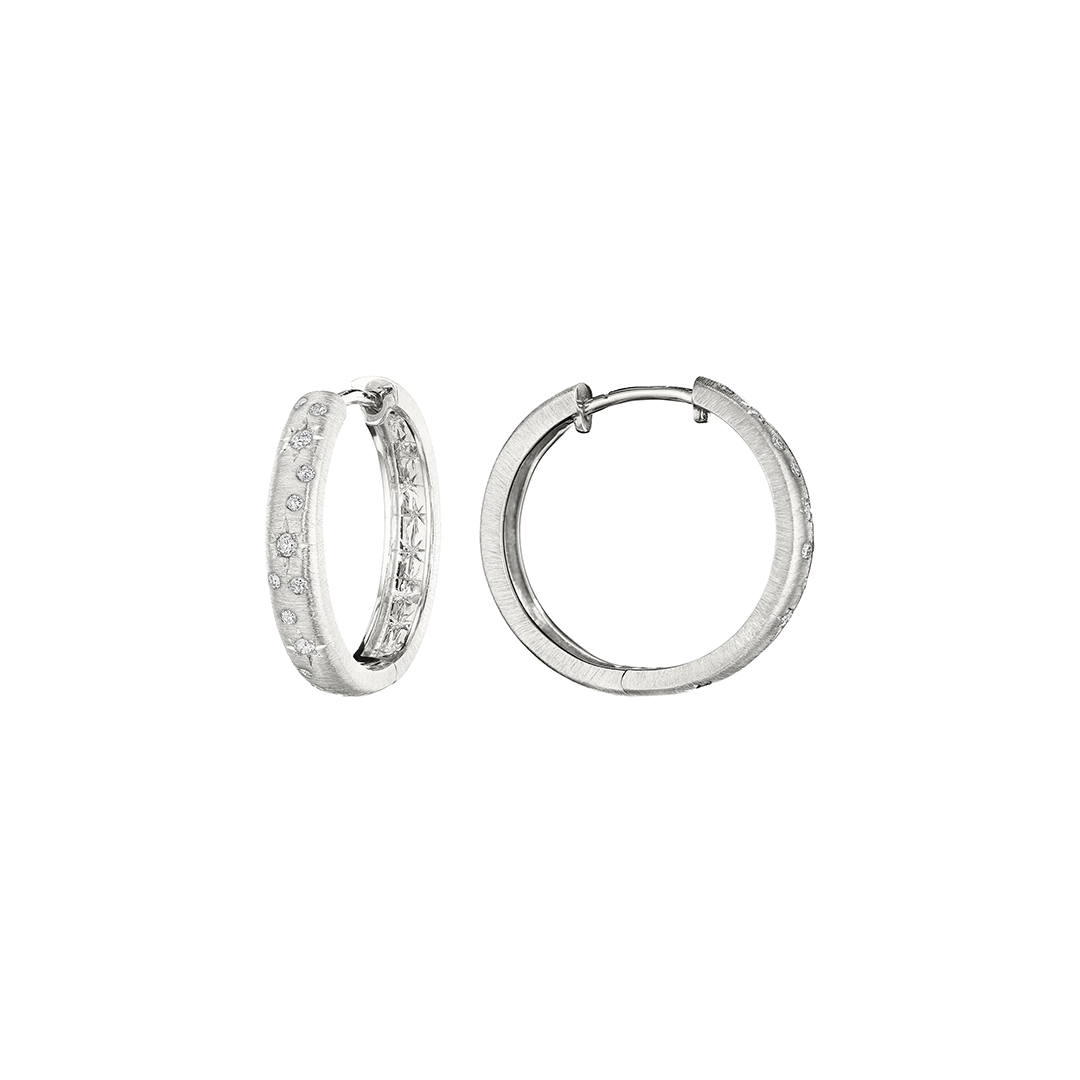 Penny Preville 18K White Gold Galaxy Diamond Hoop Earrings