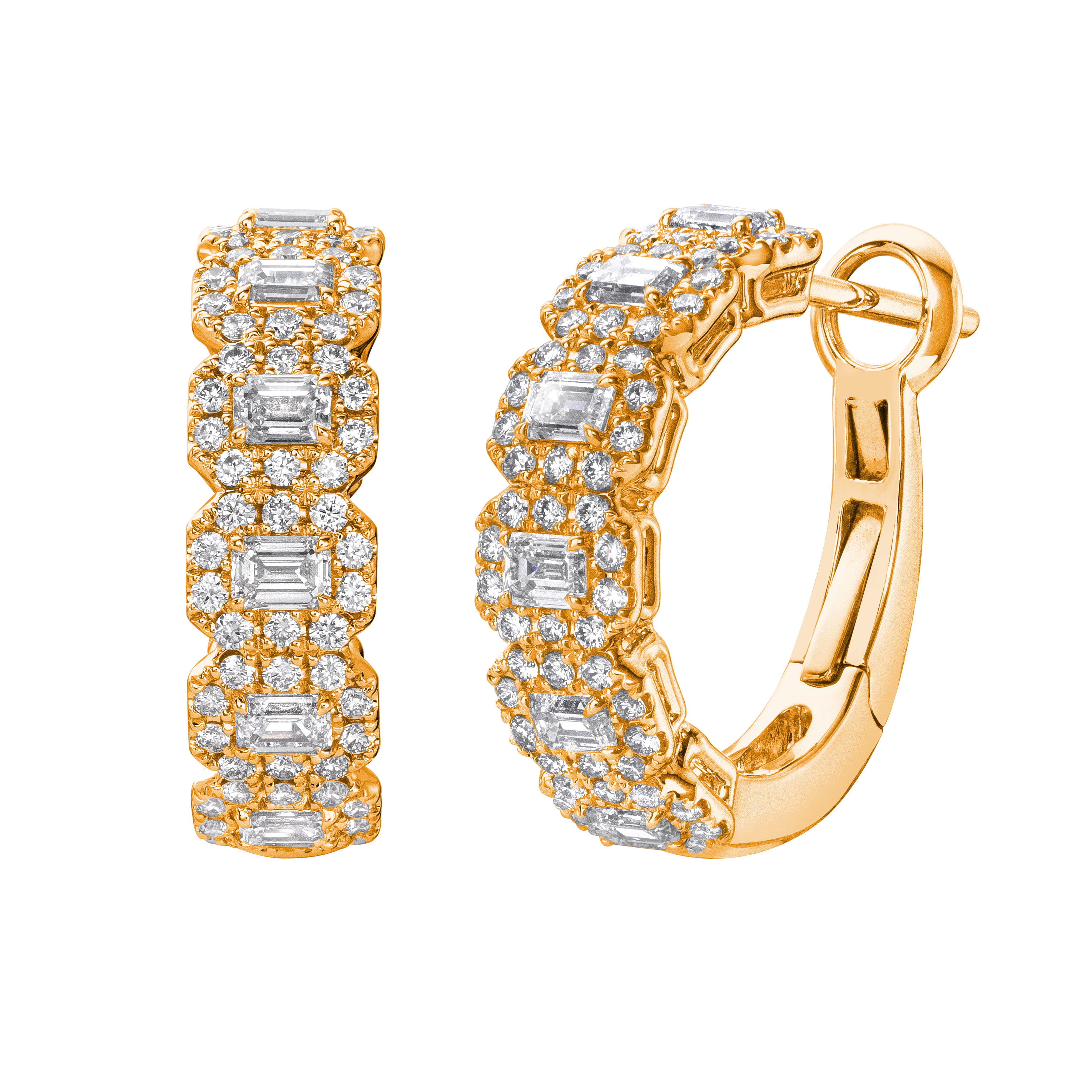 18K Rose Gold Diamond Hoop Earrings
