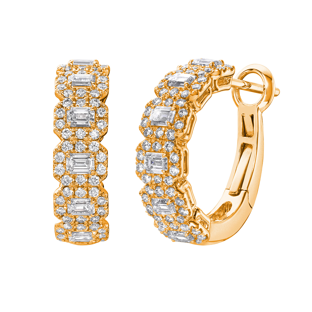 18K Rose Gold Diamond Hoop Earrings