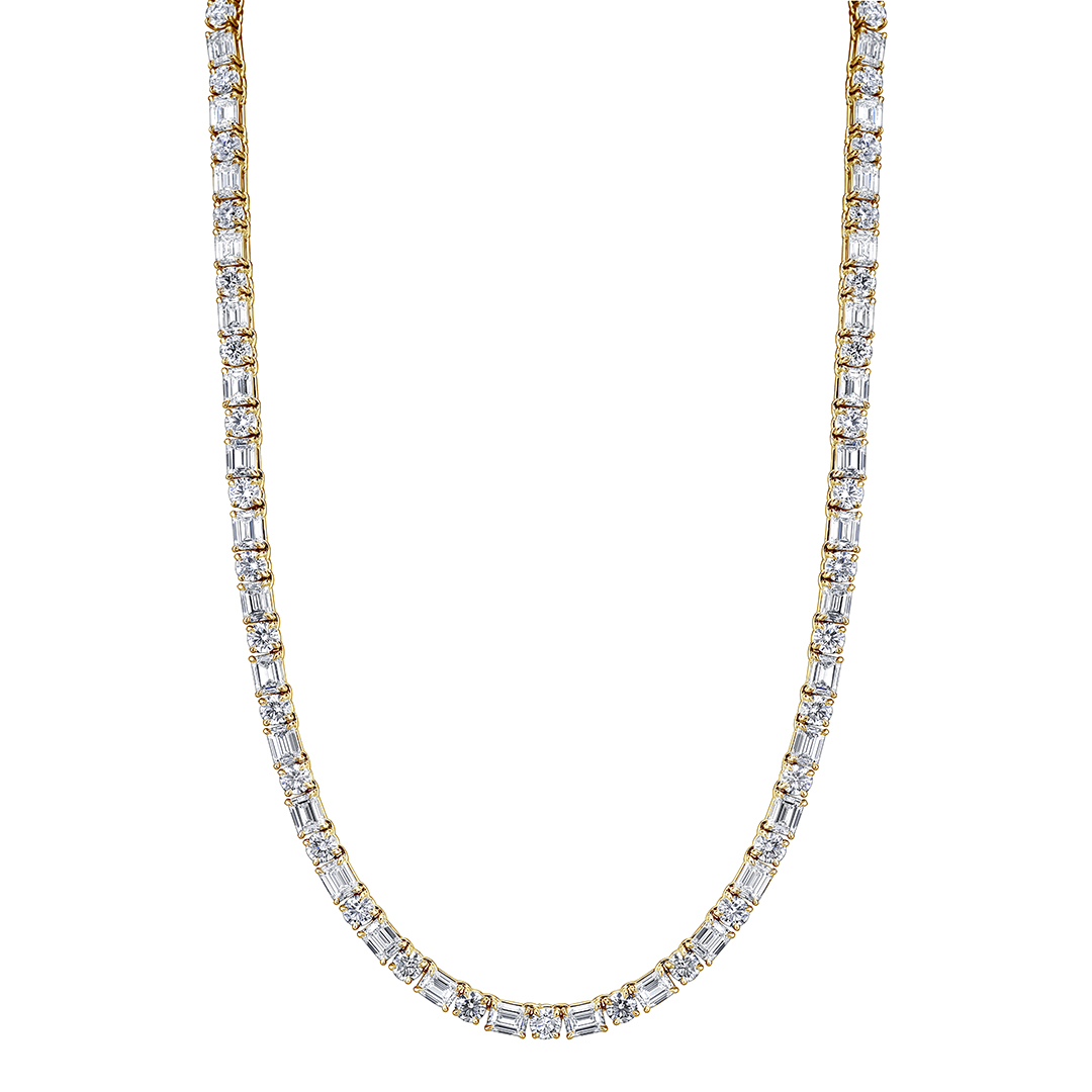 18K Yellow Gold Diamond Line Necklace - FN442B8Y
