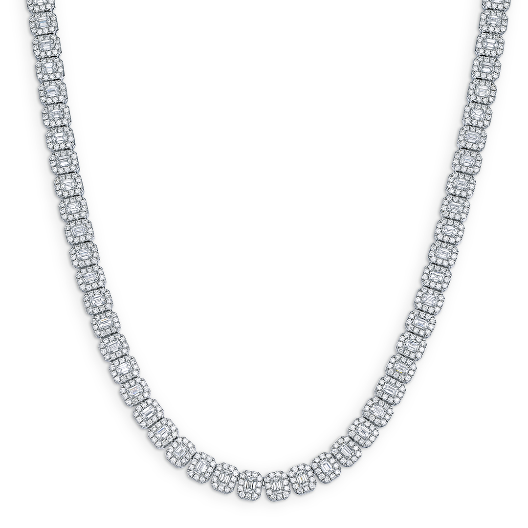 18K White Gold Diamond Tennis Necklace - FN436A8