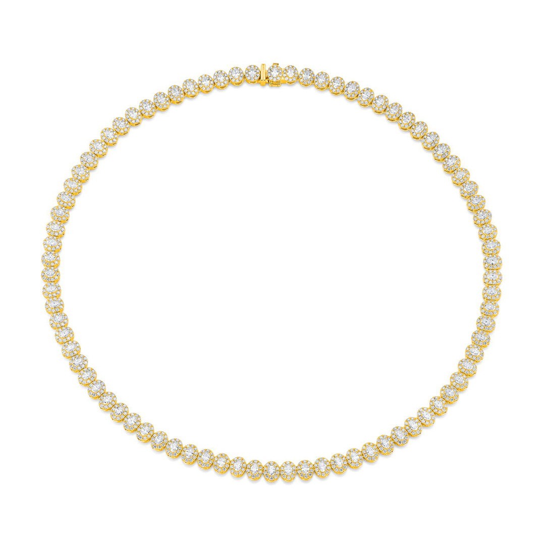 18K Yellow Gold Diamond Tennis Necklace - FN438A8Y