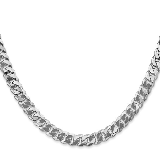 14K White Gold Flat Beveled Curb Chain Necklace itemprop=