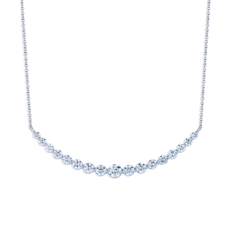 18K White Gold Diamond Line Necklace