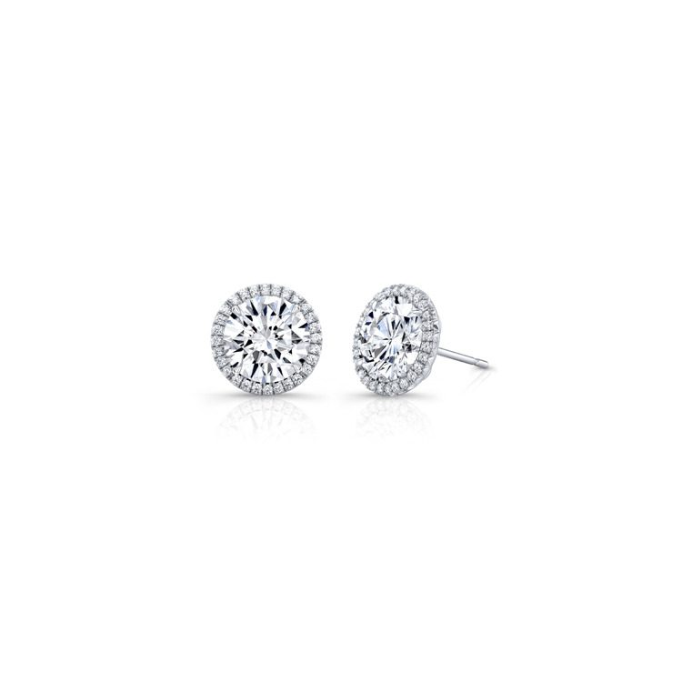 Rahaminov 18K White Gold Diamond Halo Stud Earrings - STM-1397