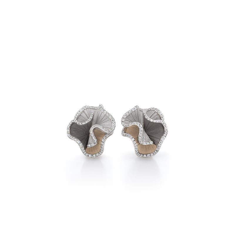 Cammilli Firenze 18K White Ice, Natural Beige and Black Lava Gold Sultana Diamond Earrings - GOR1867T