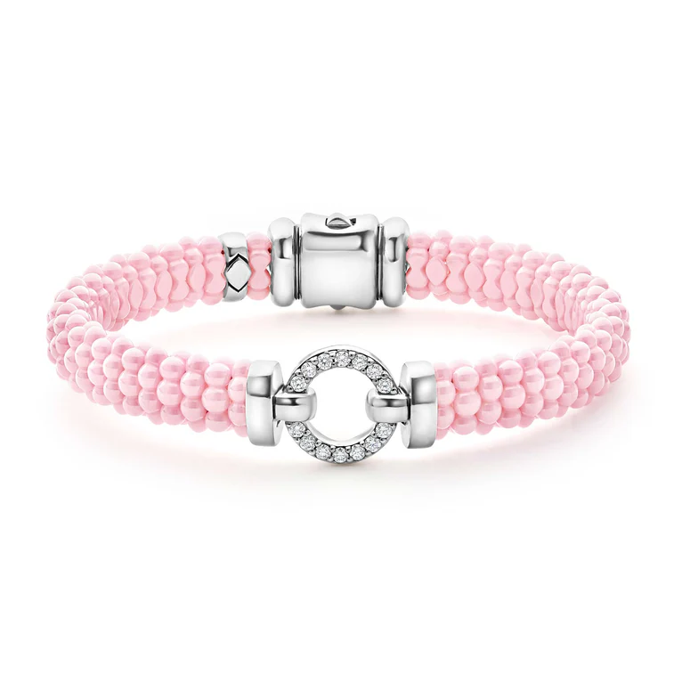 LAGOS Sterling Silver and Pink Ceramic Diamond Circle Bracelet