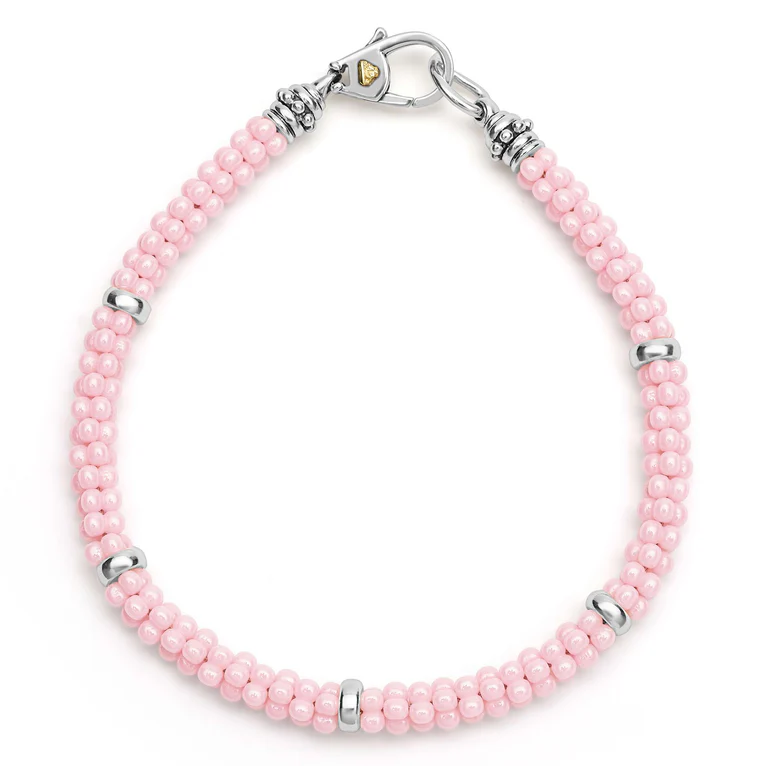 LAGOS Sterling Silver Pink Caviar Ceramic Bracelet