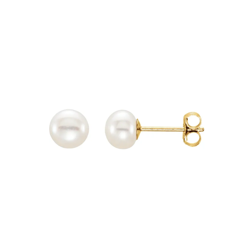 14K Yellow Gold Cultured Freshwater Pearl Earrings