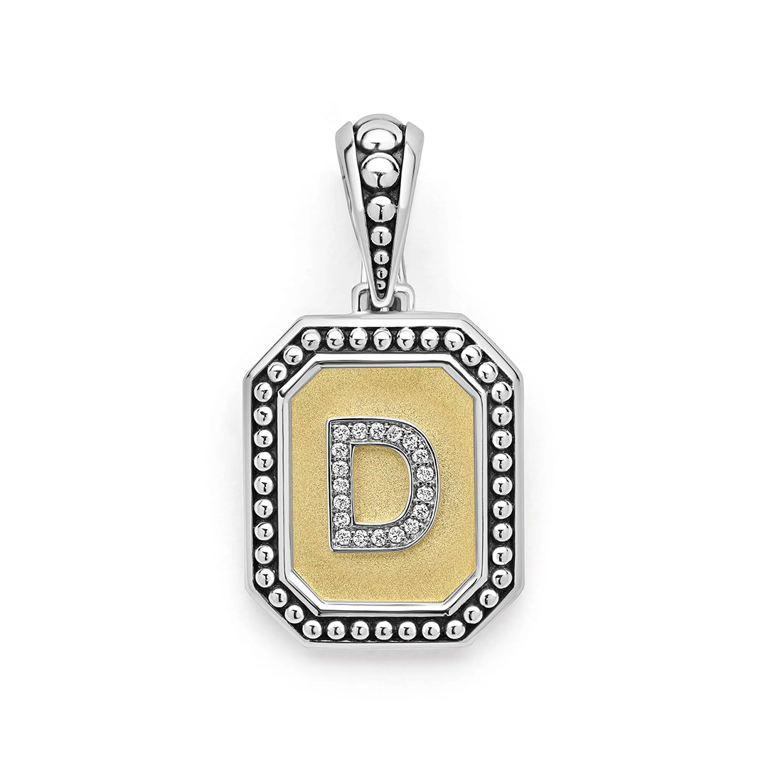 LAGOS Sterling Silver and 18K Yellow Gold Signature Caviar Initial "D" Pendant