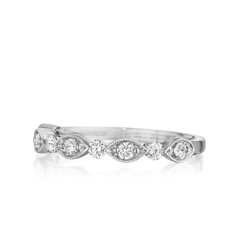Henri Daussi 18K White Gold Diamond Band