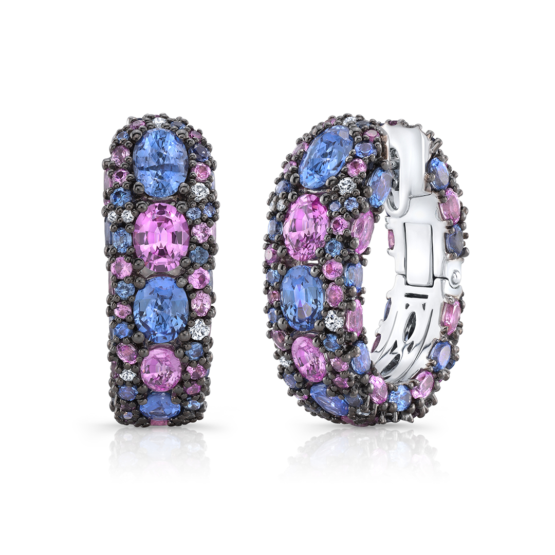 Robert Procop 18K White Gold American Glamour Sapphire and Diamond Clutch Earrings - 55348