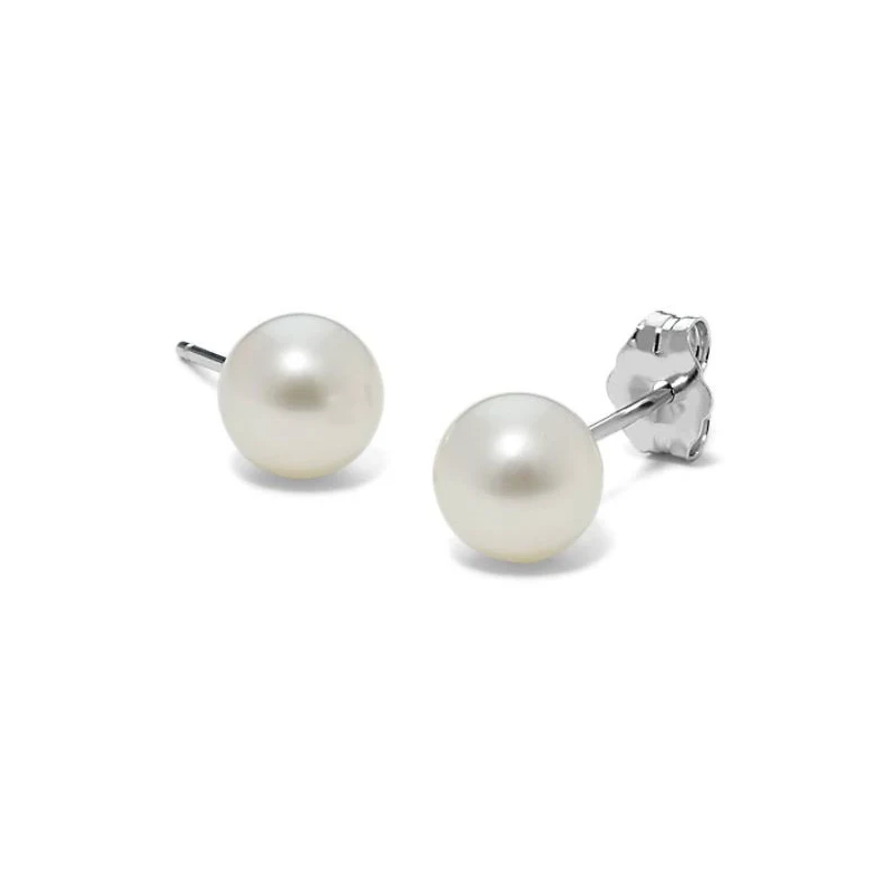 14K White Gold Japanese Cultured Pearl Earrings