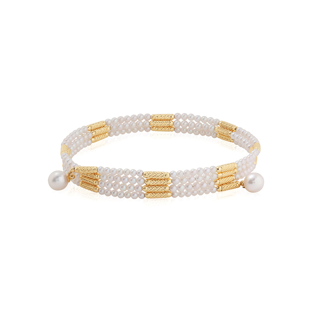 18K Yellow Gold Japanese Akoya Cultured Pearl Convertible Magnetic Necklace