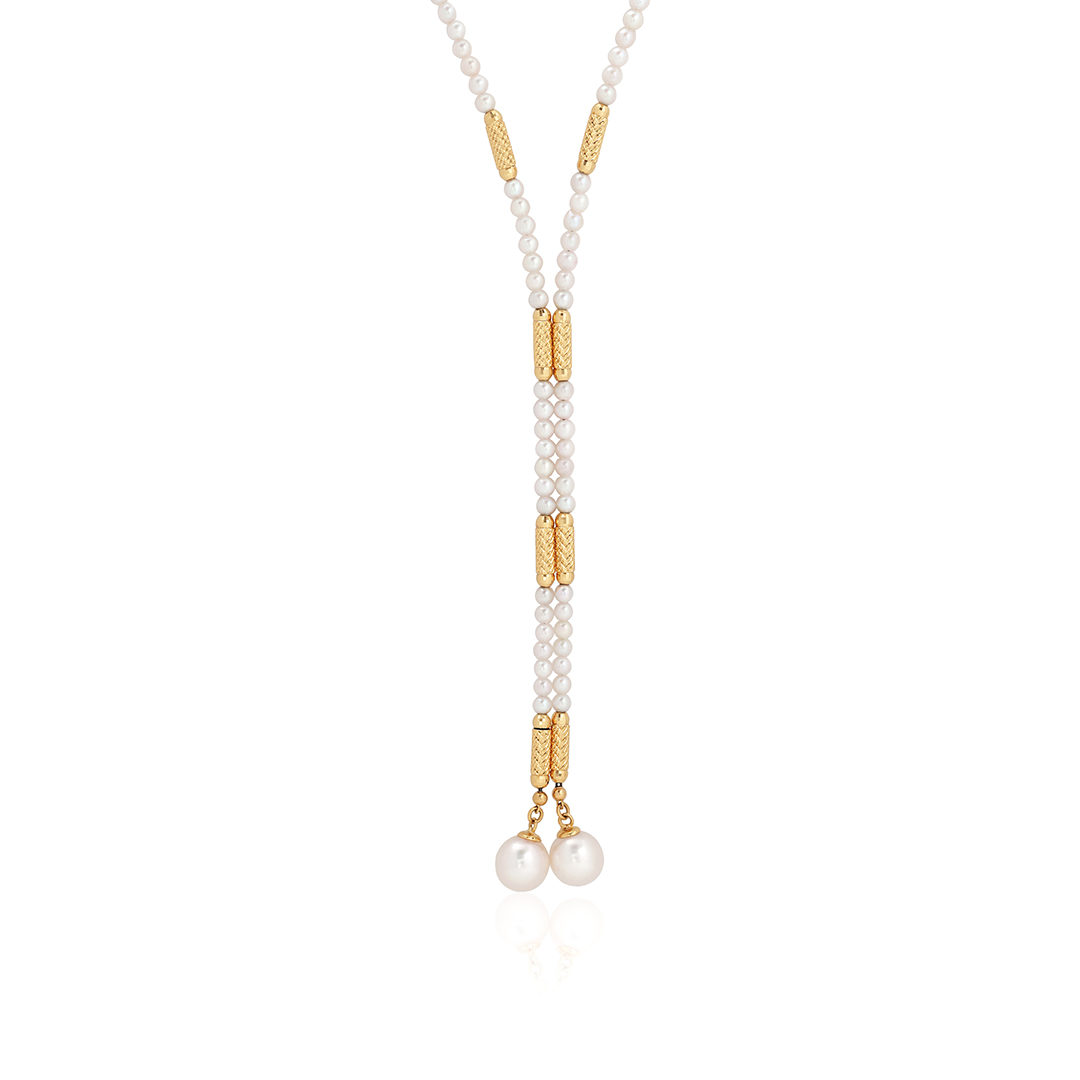 18K Yellow Gold Japanese Akoya Cultured Pearl Convertible Magnetic Necklace