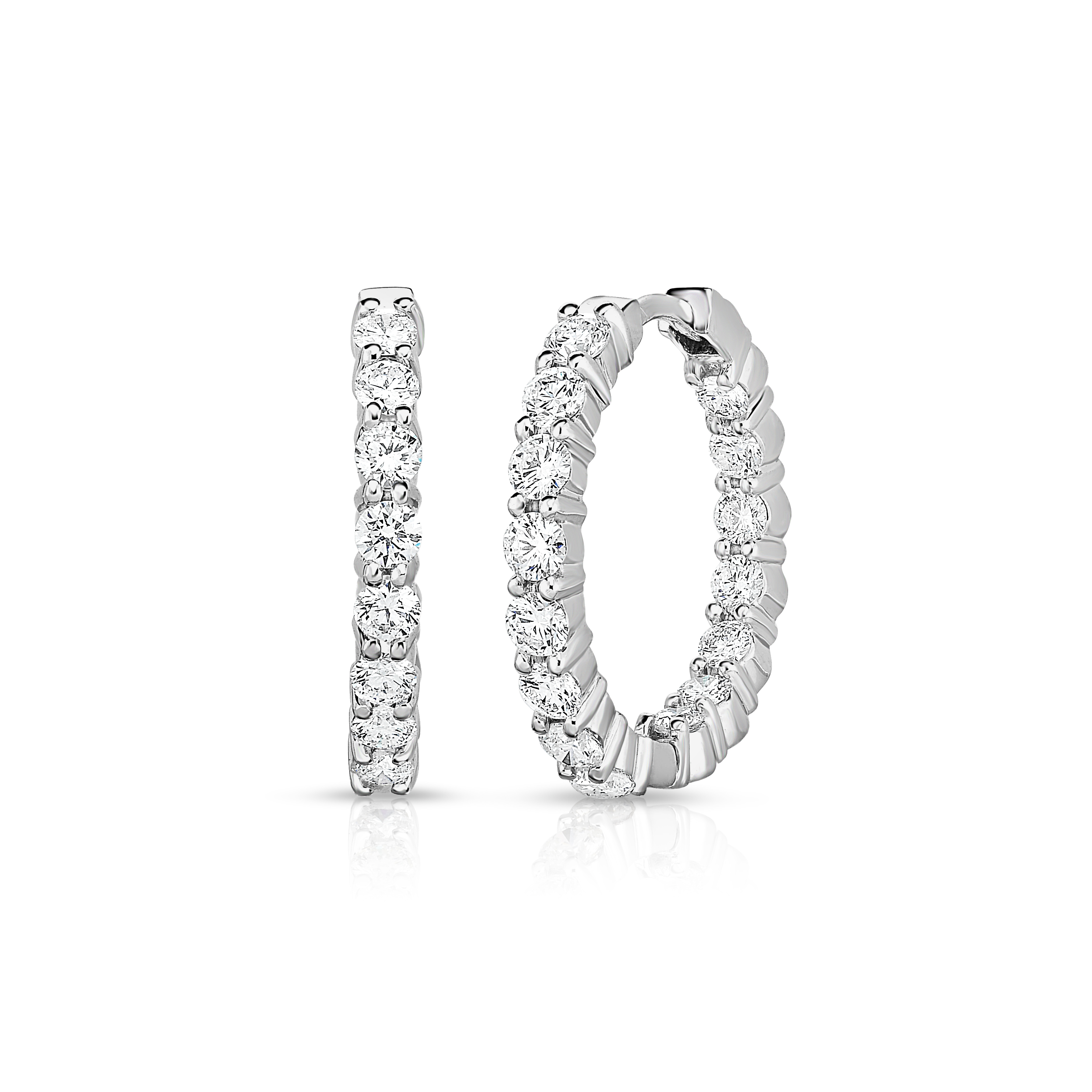 Roberto Coin 18K White Gold Perfect Diamond Hoop Earrings