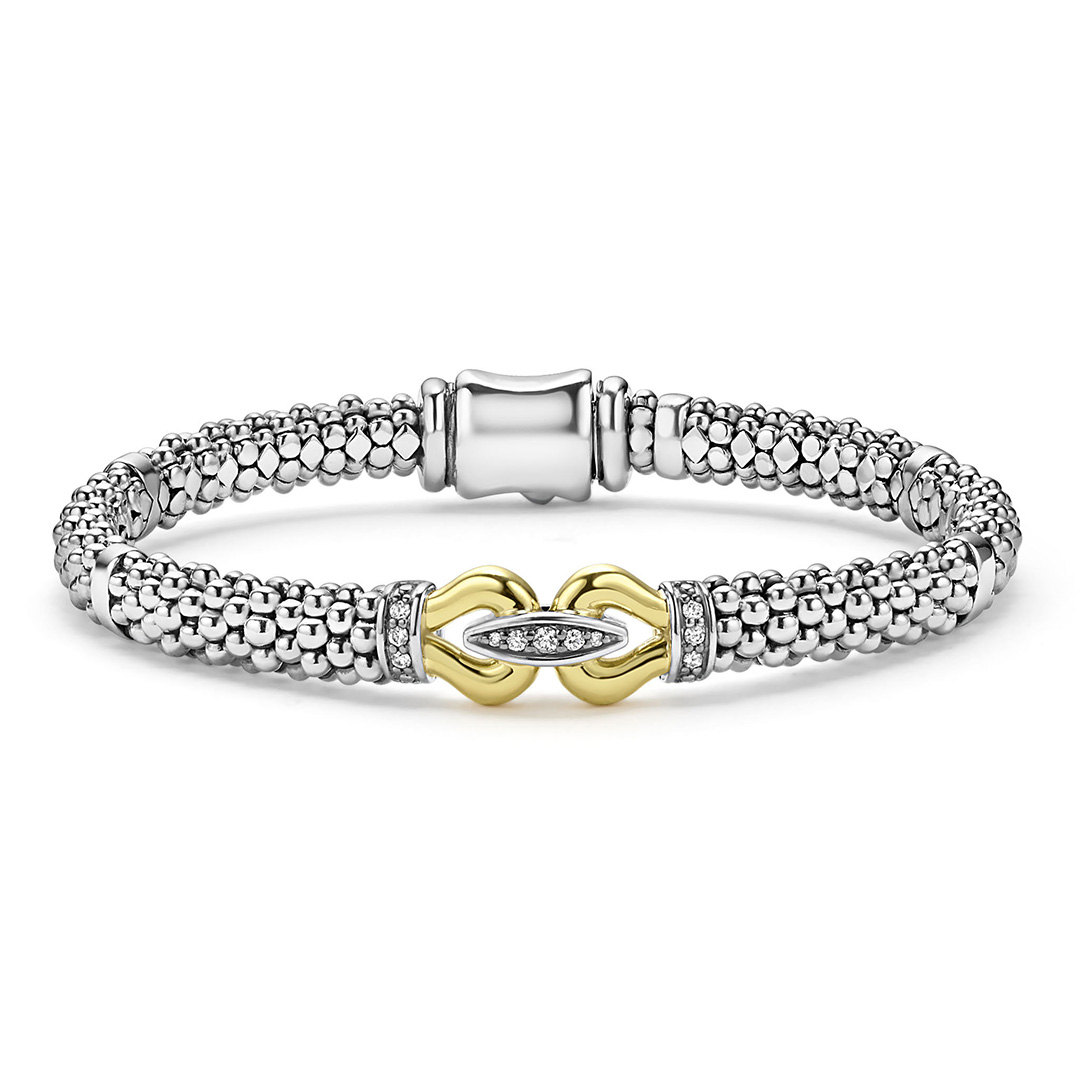 LAGOS Sterling Silver and 18K Yellow Gold Derby Diamond Bracelet