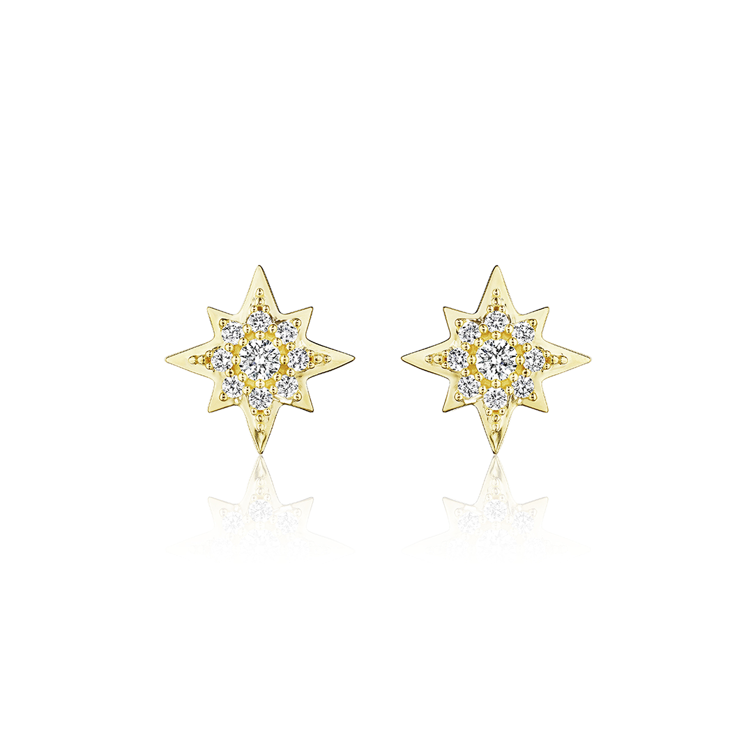 Penny Preville 18K Yellow Gold Diamond Star Stud Earrings