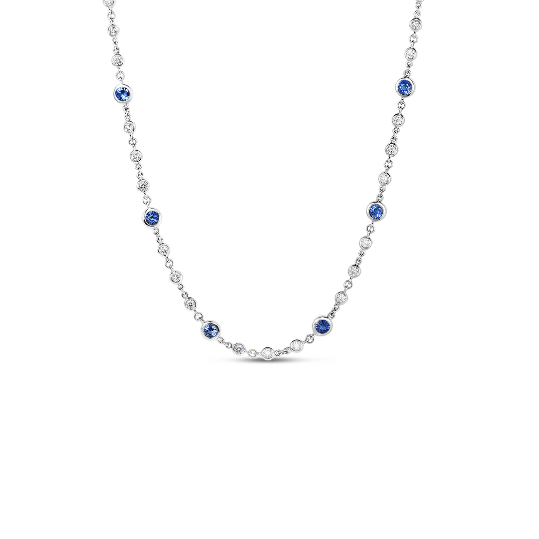 Roberto Coin 18K White Gold Diamonds by the Inch Sapphire and Diamond Necklace - 000951AW43XS