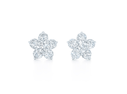Kwiat 18K White Gold Floral Cluster Diamond Stud Earrings
