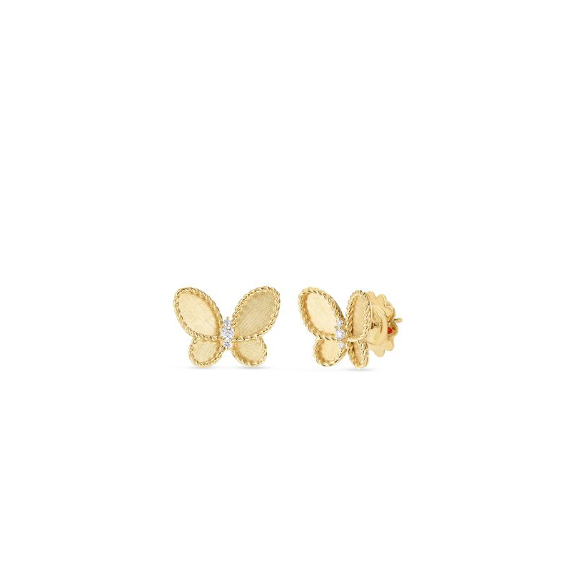 Roberto Coin 18K Yellow Gold Jasmine Diamond Butterfly Stud Earrings