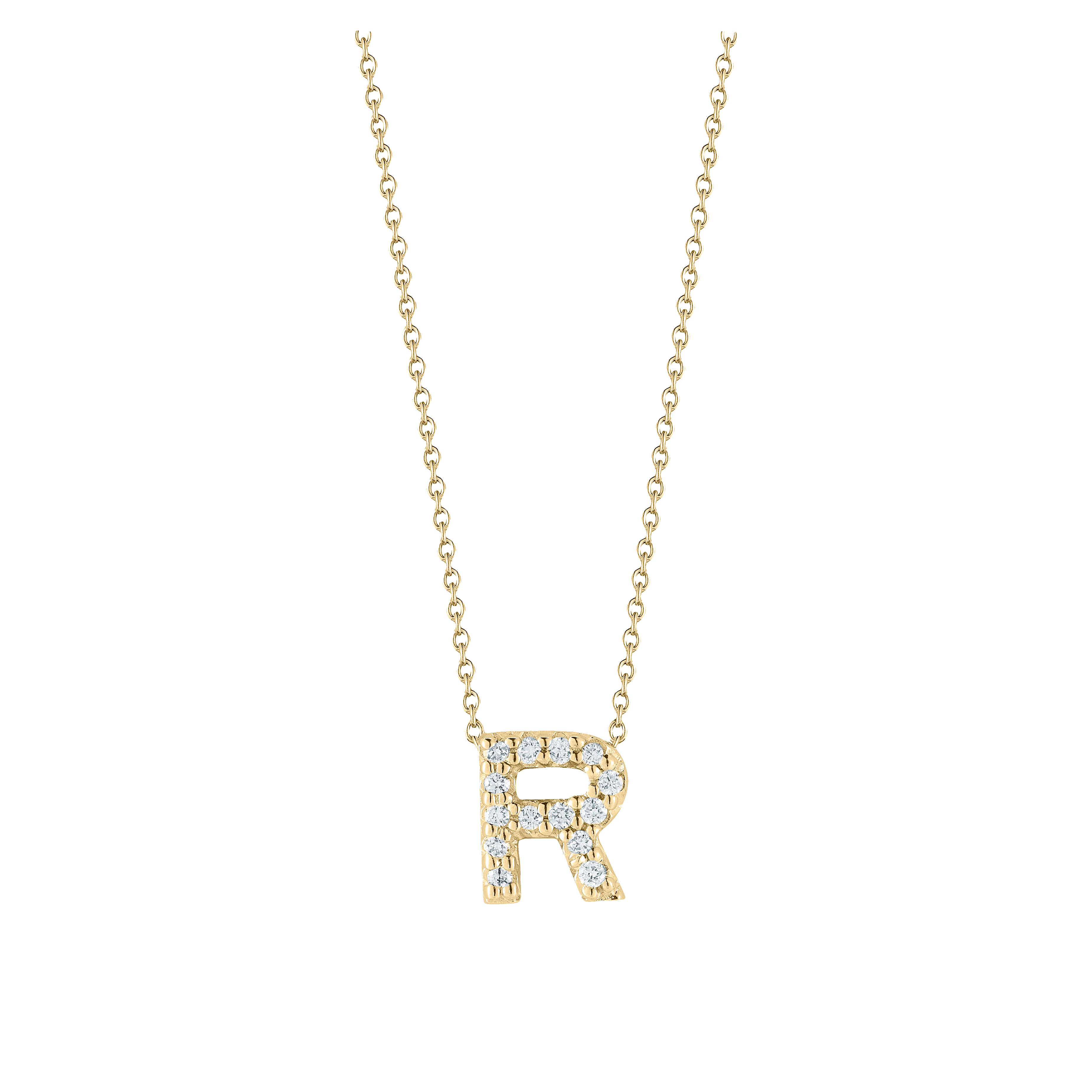 Roberto Coin 18K Yellow Gold Tiny Treasures Diamond Initial Necklace - 387