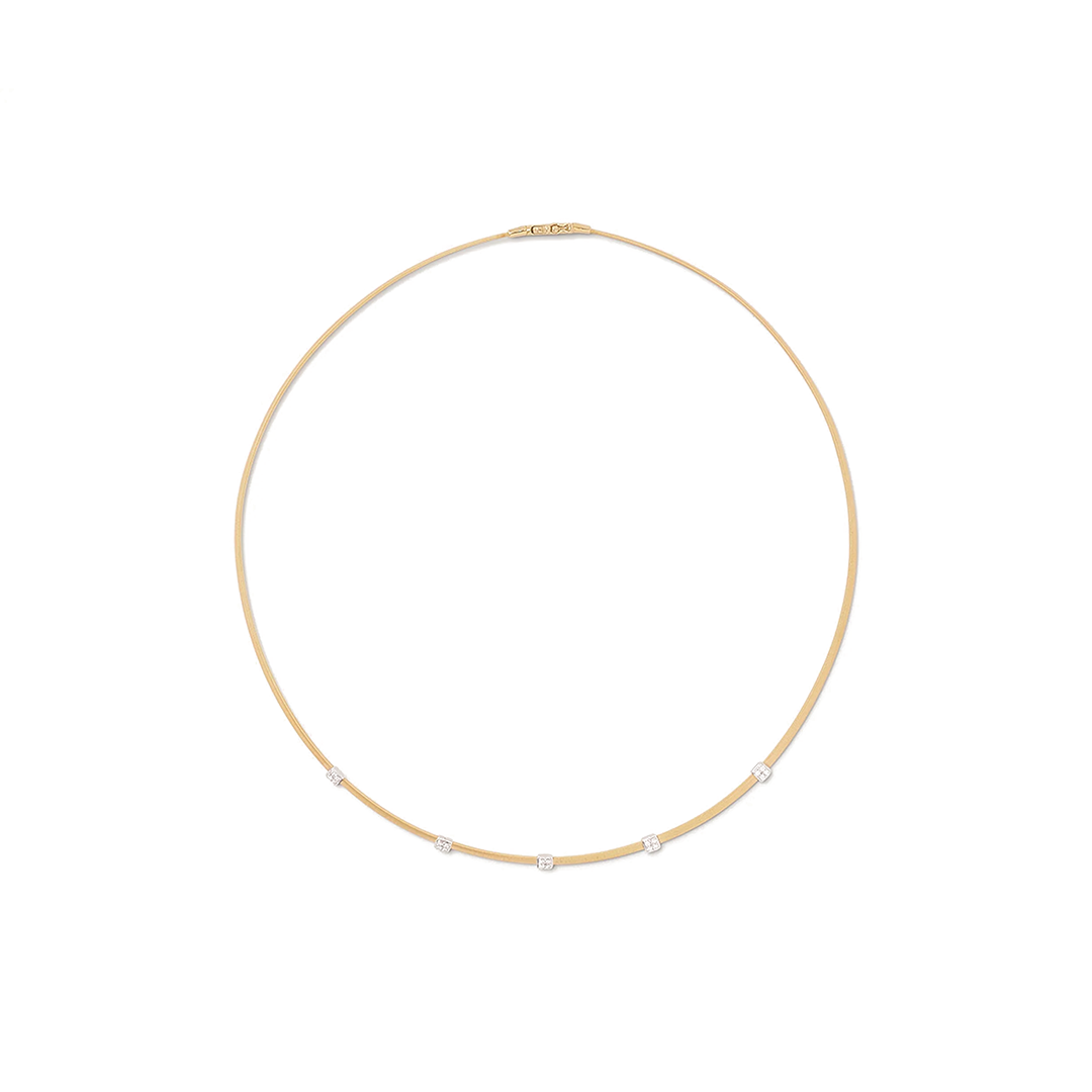 Marco Bicego 18K White and Yellow Gold Flat Coil Diamond Necklace
