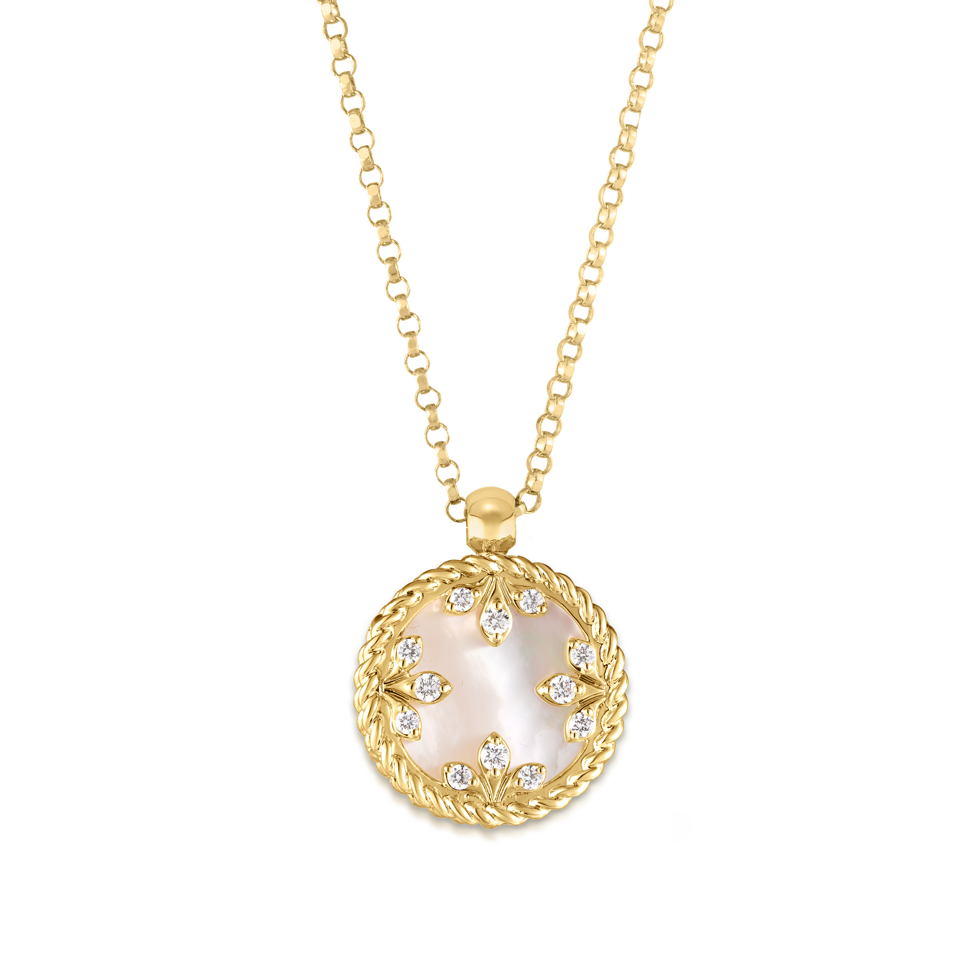 Roberto Coin 18K Yellow Venetian Princess Mother of Pearl and Diamond Pendant Necklace