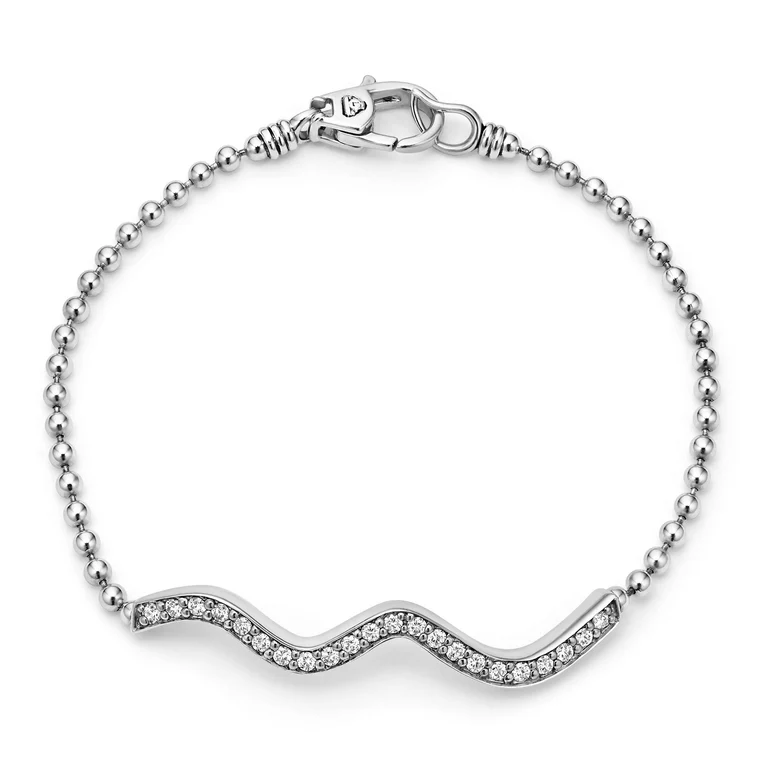 LAGOS Sterling Silver Caviar Sparks Diamond Wave Bracelet