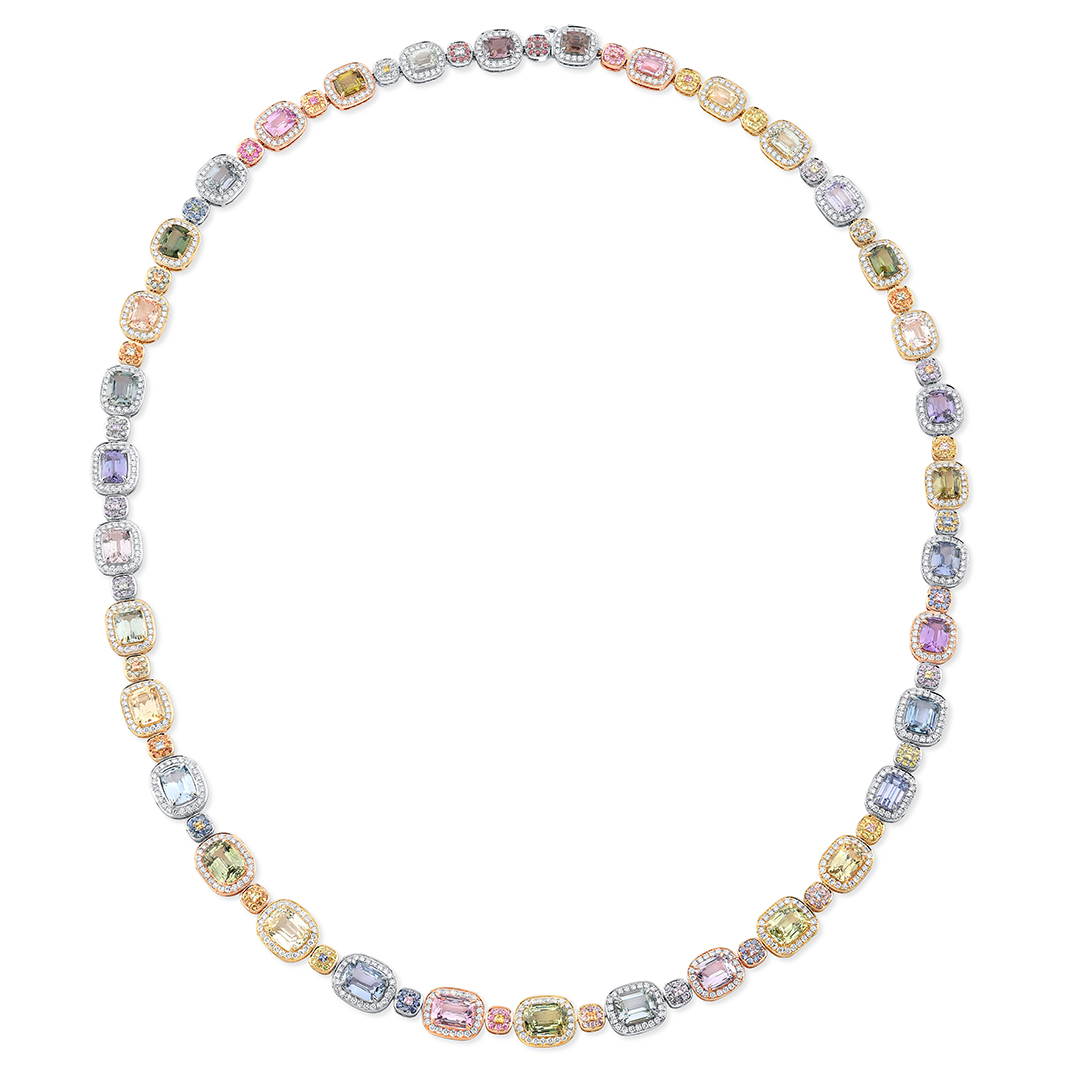 Robert Procop 18K White, Yellow and Rose Gold Sapphire and Diamond Necklace - 50790