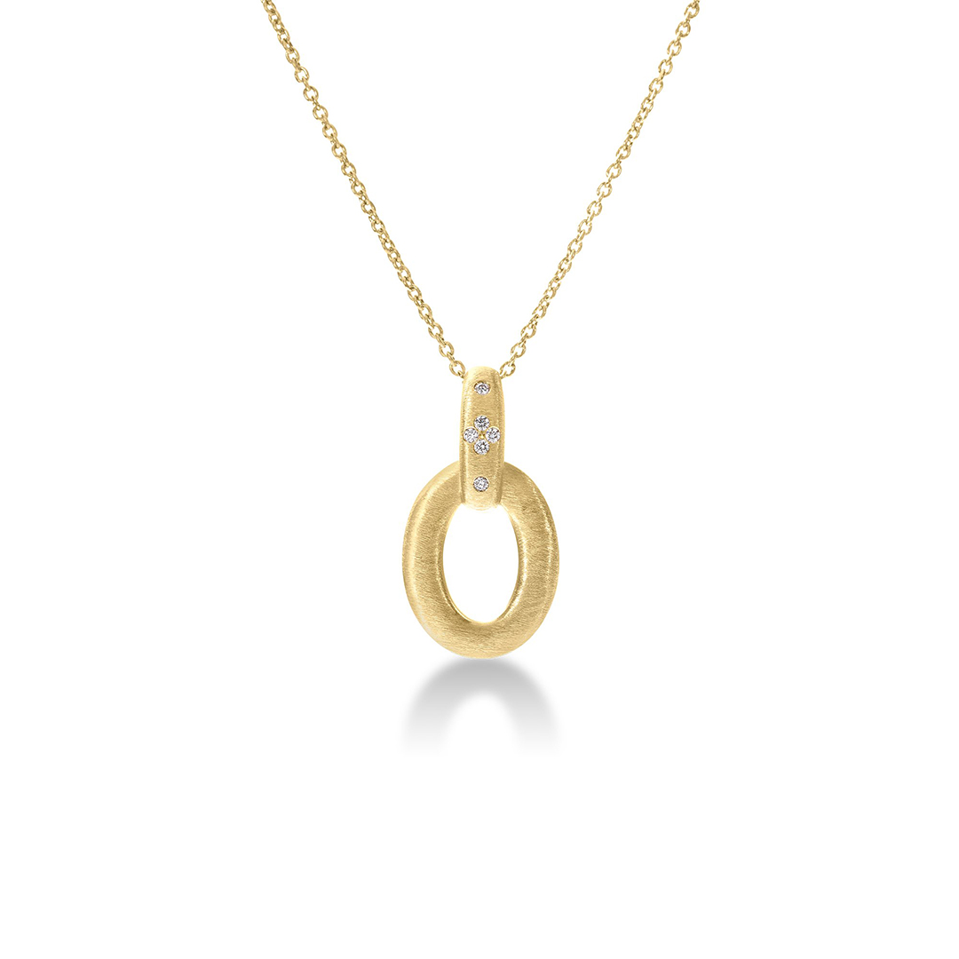 Roberto Coin 18K Yellow Gold Duchessa Diamond Oval Pendant Necklace