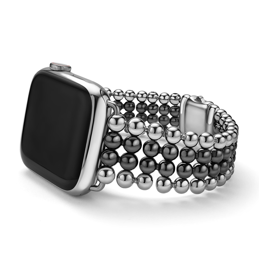 LAGOS Black Ceramic and Stainless Steel Smart Caviar Watch Bracelet