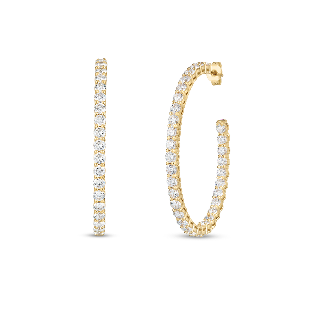 Roberto Coin 18K Yellow Gold Diamond Hoop Earrings