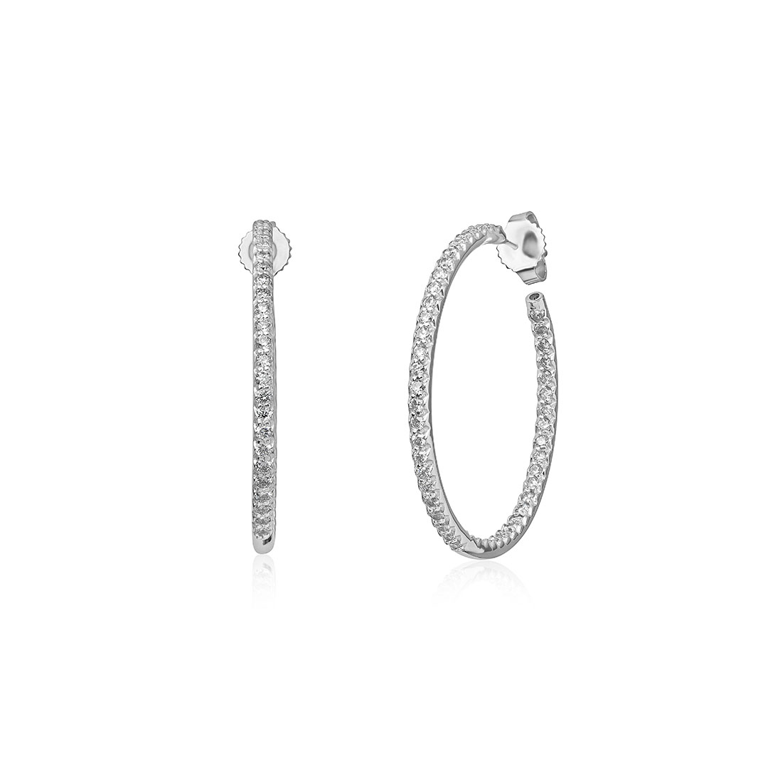 Roberto Coin 18K White Gold Perfect Diamond Hoop Earrings
