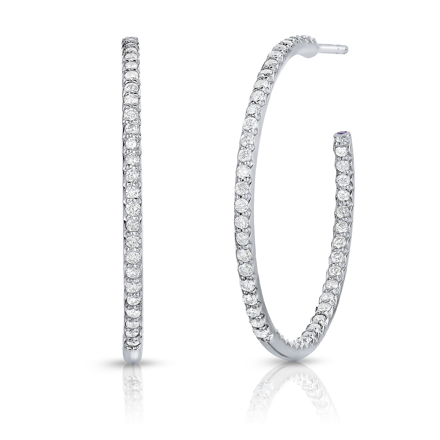 Roberto Coin 18K White Gold Perfect Diamond Hoop Earrings