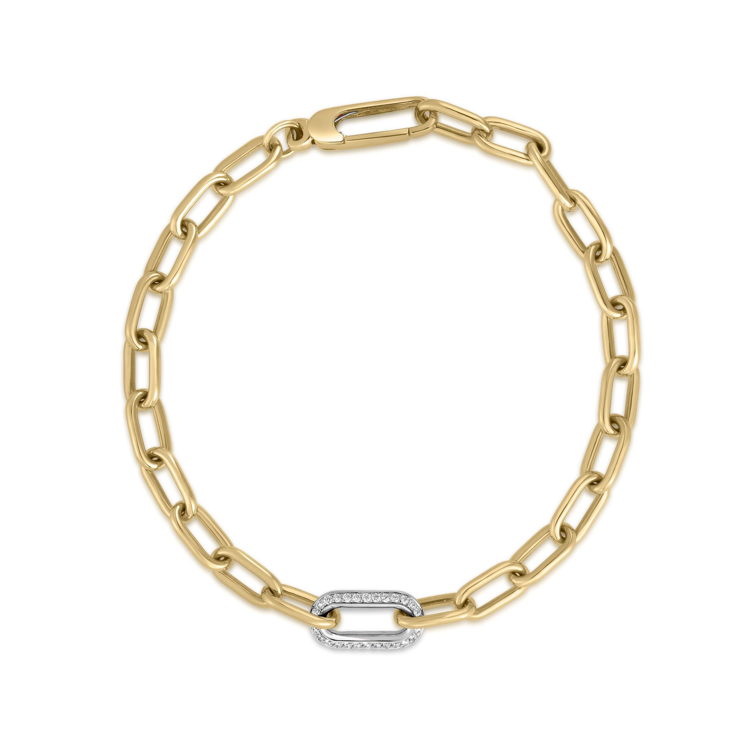 Roberto Coin 18K White and Yellow Gold Diamond Link Bracelet