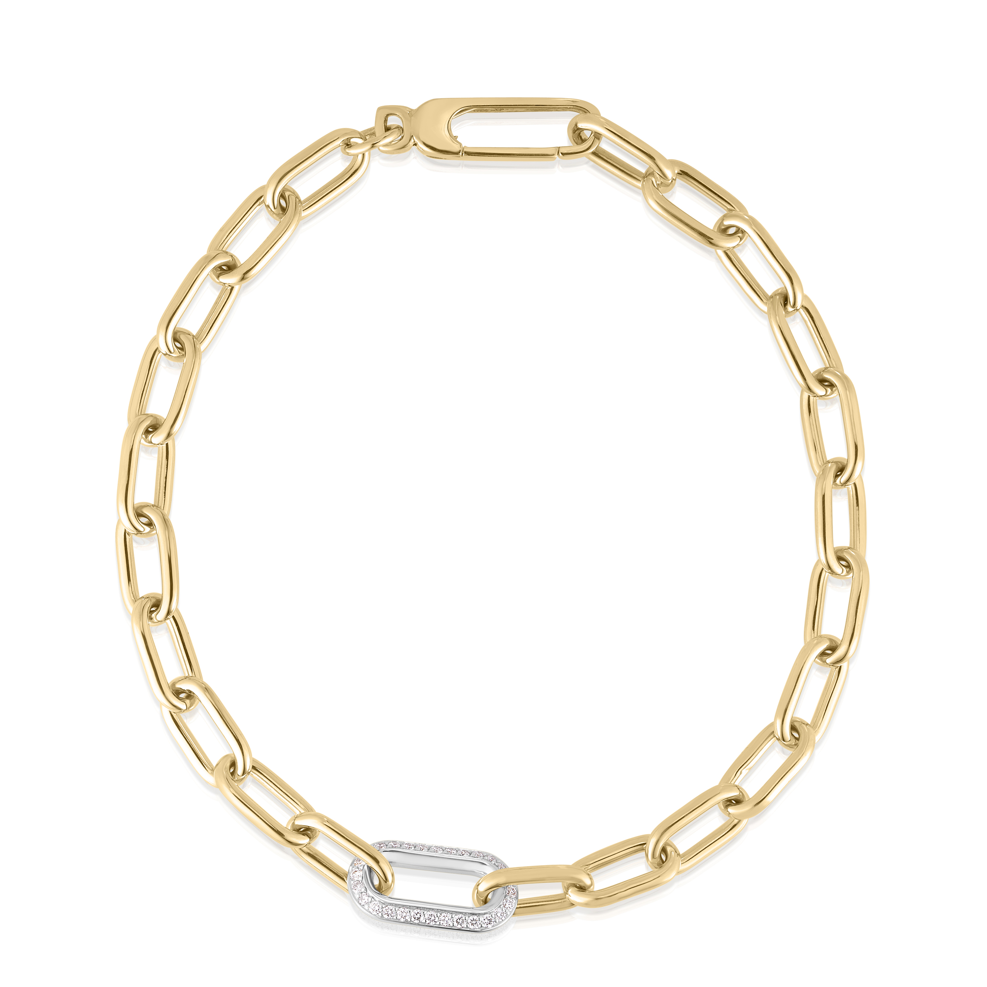 Roberto Coin 18K White and Yellow Gold Diamond Link Bracelet