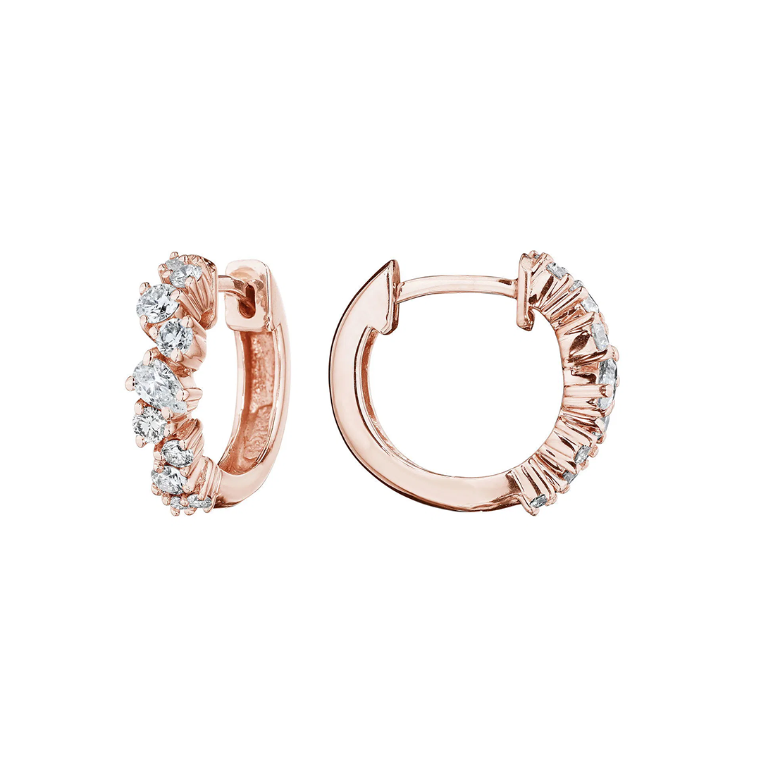 Penny Preville 18K Rose Gold Stardust Diamond Huggie Earrings