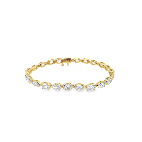 Rahaminov 18K Yellow Gold Diamond Mixed Shape Line Bracelet - BR-2746