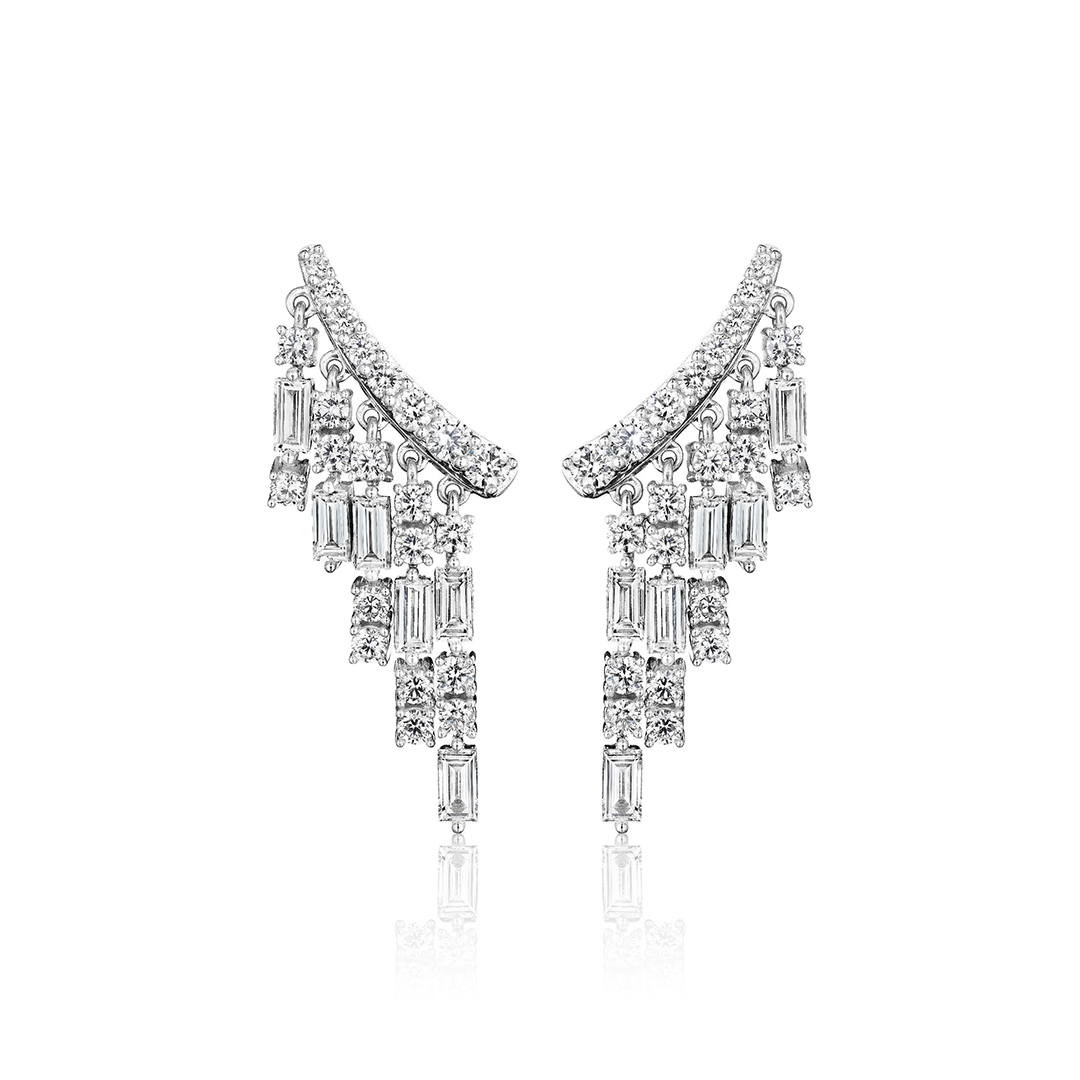 Penny Preville 18K White Gold Diamond Cascade Climber Earrings